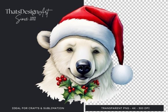 Charming Polar Bear Christmas Clipart for Holiday Projects