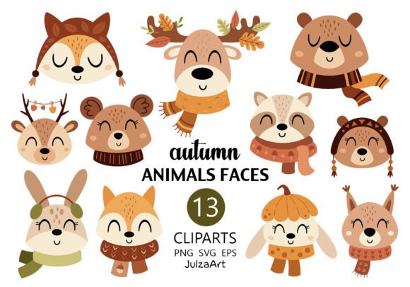 Charming Woodland Creatures: The Versatility of Autumn Animal Faces Clipart