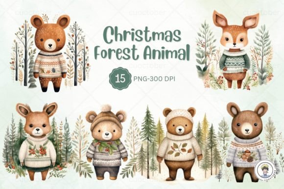 Christmas Forest Animal Clipart: A Designer's Holiday Toolkit