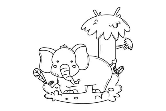 Jungle Animal Coloring Book Design Art for Creative Projects