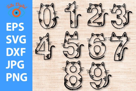 Modern Cat Numbering Line Ornament Animal