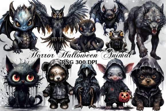 Unleash Spooky Charm: The Horror Halloween Animal Clipart Bundle