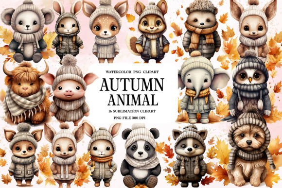 Watercolor Autumn Animal Clipart: Essential Design Asset